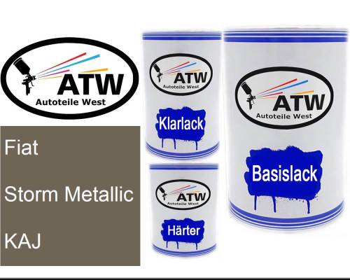 Fiat, Storm Metallic, KAJ: 500ml Lackdose + 500ml Klarlack + 250ml Härter - Set, von ATW Autoteile West.